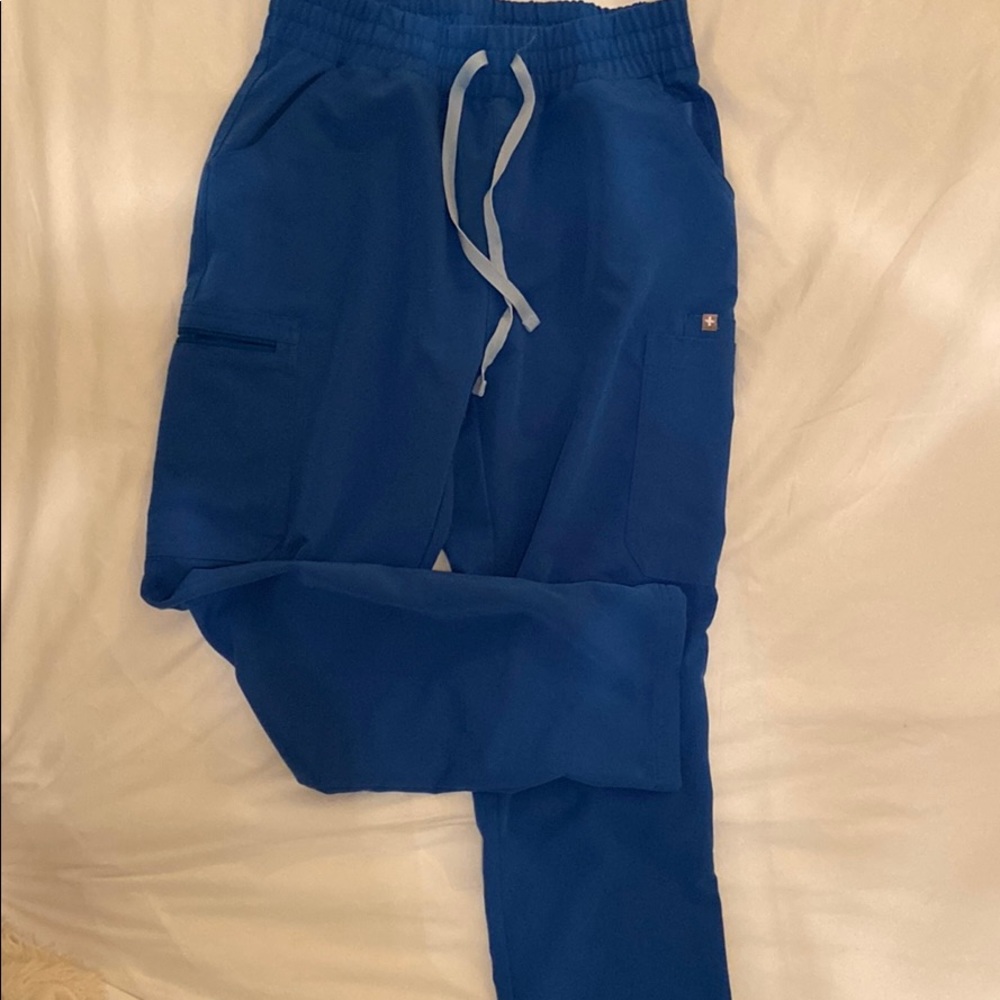 Fig high waisted royal blue scrub pants
